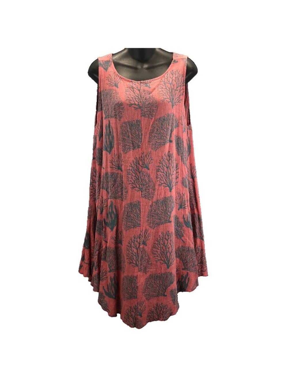 India Boutique Womens One Size Pink Coral Sleeveless Dress Cover Up Knee Length